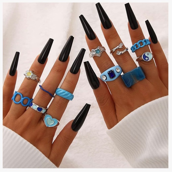 12 PC Knuckle Ring Set for women/girls, stackable boho snake finger rings. - Picture 4 of 5